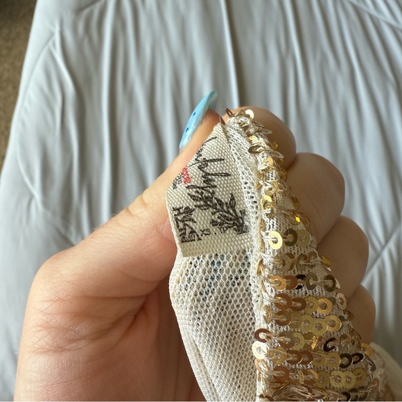 Free People Gold Sequin Bodysuit Tank V Neckline - Picture 10 of 11